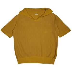 Bode 70s Boxy Cotton Knit Polo Mustard Men's Medium